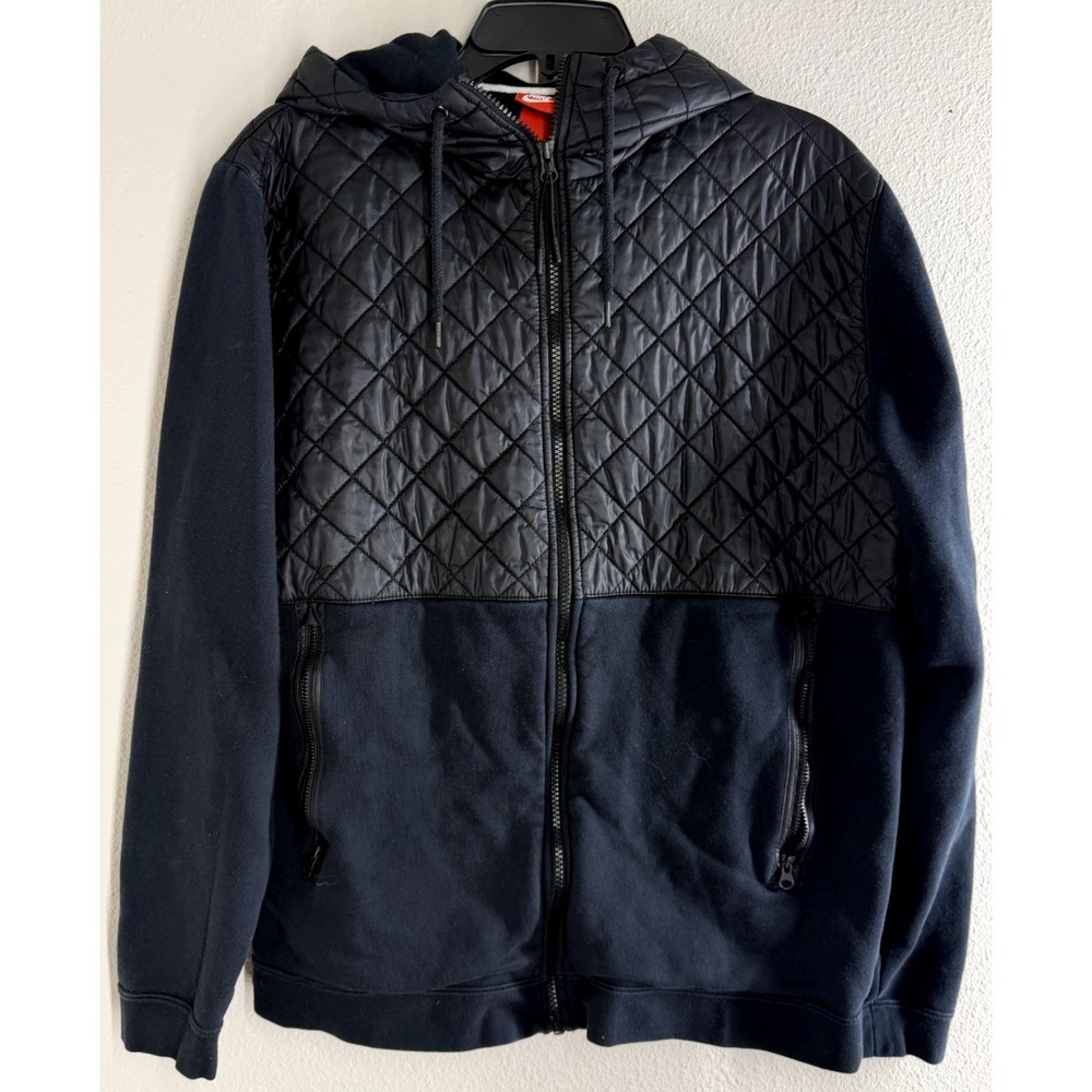 Nike Winterized Fleece Full Zip Hood Mens Quilted Fleece Jacket Insulated LARGE